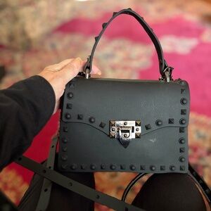 Elegant Black Studded Shoulder Bag